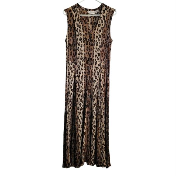 Vintage Starina Sleeveless Leopard Print Casual Summer Maxi Dress Large - Picture 1 of 4